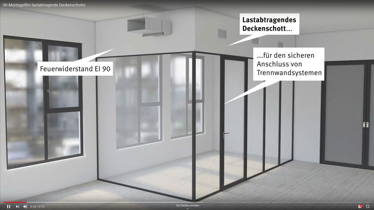 3D-Montagefilm Protektor Schweiz lastabtragende Deckenschotts